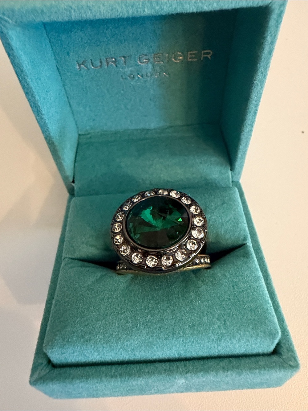Kurt Geiger Green Octavia Brass Ring - Picture 5 of 5